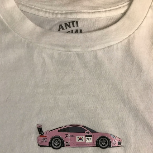 Anti Social Social Club T Shirt Pink Porche Car L - Picture 2 of 5